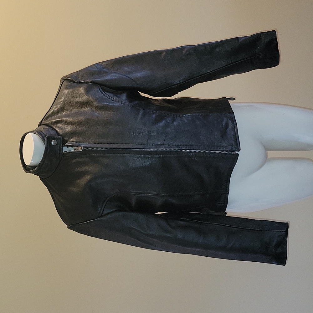 Leather Motorcycle Jacket - M